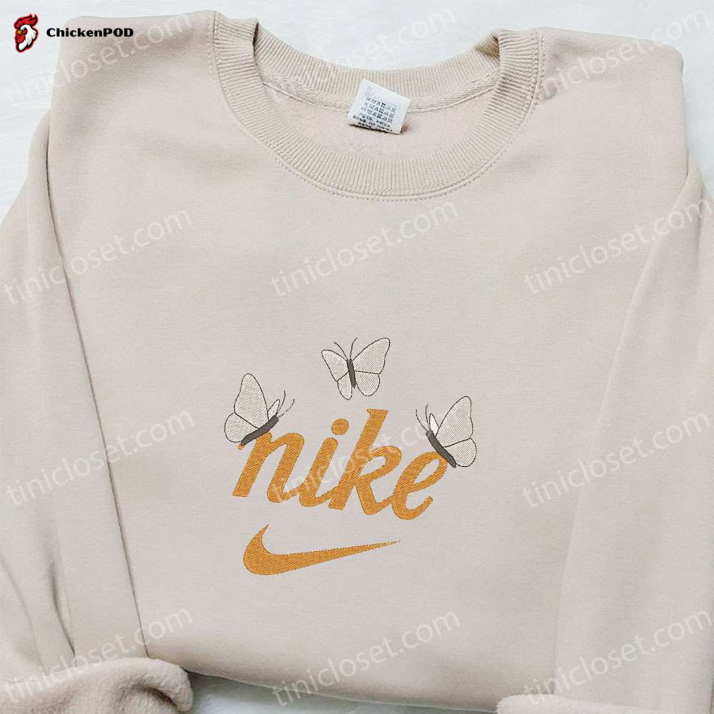 Stunning Butterflies x Nike Embroidered Sweatshirt & Shirt: Perfect Family Gift Ideas