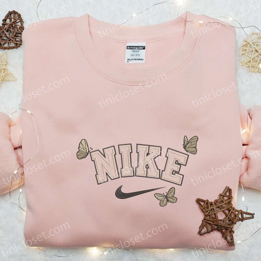 Custom Butterfly x Nike Embroidered Shirt – Perfect Birthday Gift Idea with Animal Embroidery