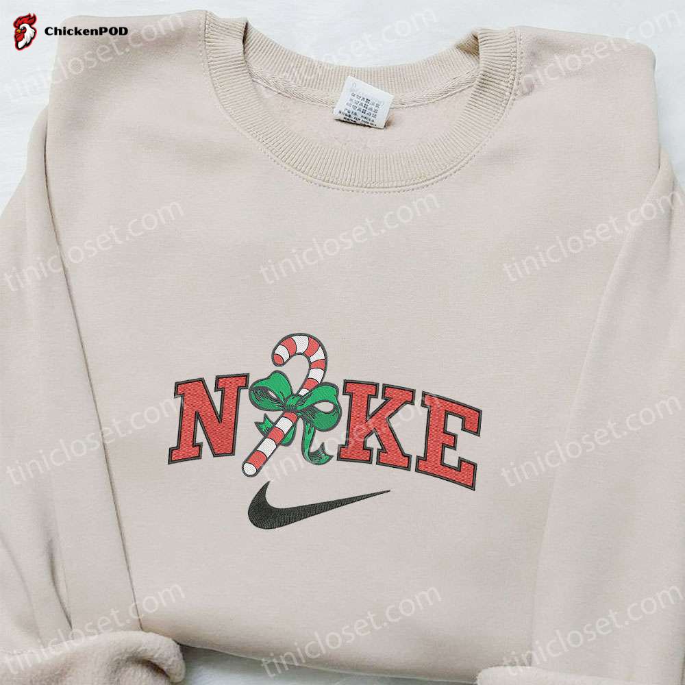 Candy Cane Gift x Nike Christmas Embroidered Sweatshirt & Shirt: Best Christmas Gift Ideas