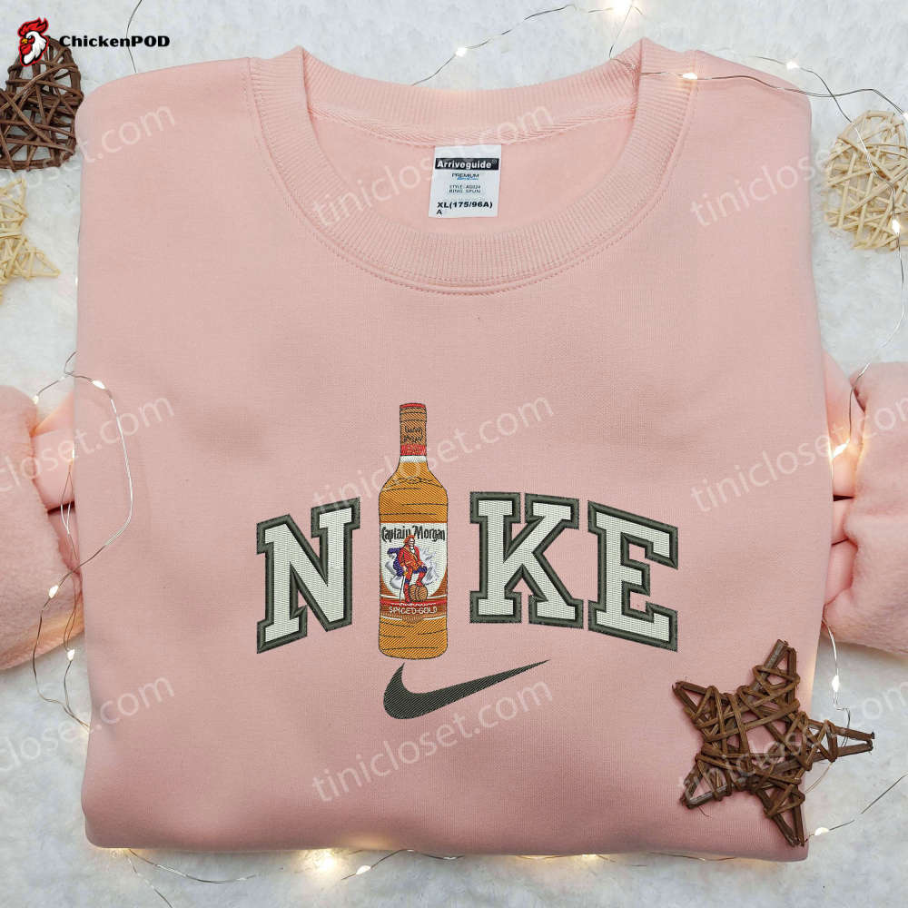 Captain Morgan Bottle x Nike Embroidered Shirt – Unique Collaboration with Nike Authentic Shirt with Intricate Embroidery