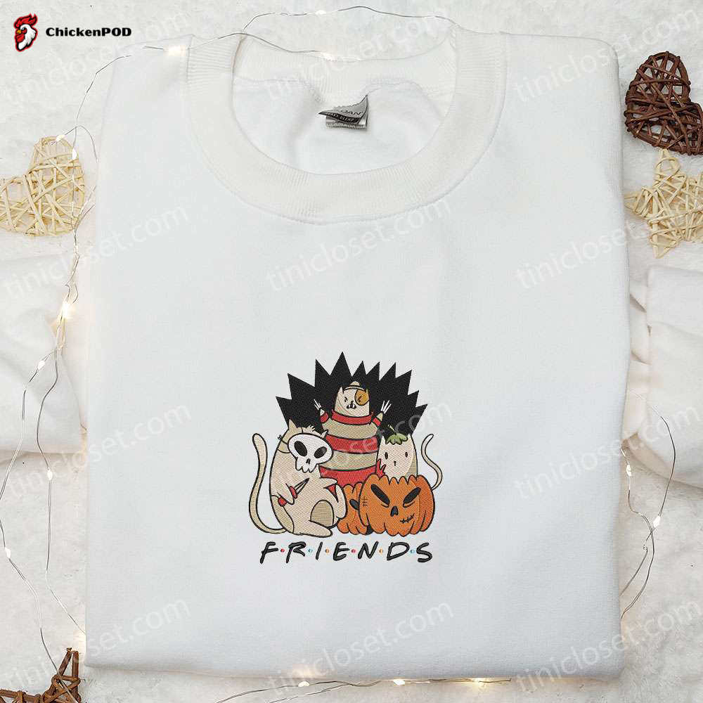 Celebrate Halloween with Cat Friends: Funny & Unique Embroidered Shirt Perfect Family Gift