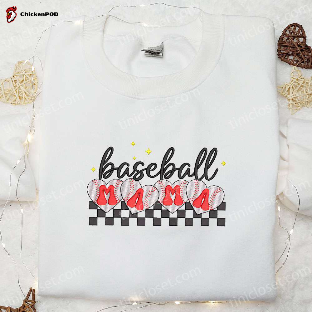 Checkered Softball Mama Embroidered Shirt & Hoodie: Perfect Mother s Day Gift for Mom