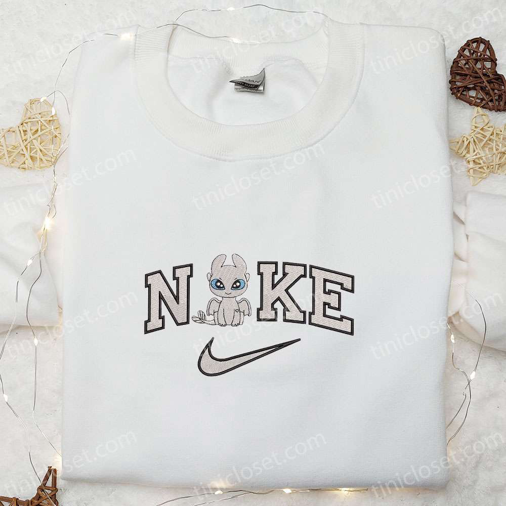 Chibi Light Fury x Nike Embroidered Sweatshirt Disney Characters Shirt – Best Birthday Gift Ideas for Family