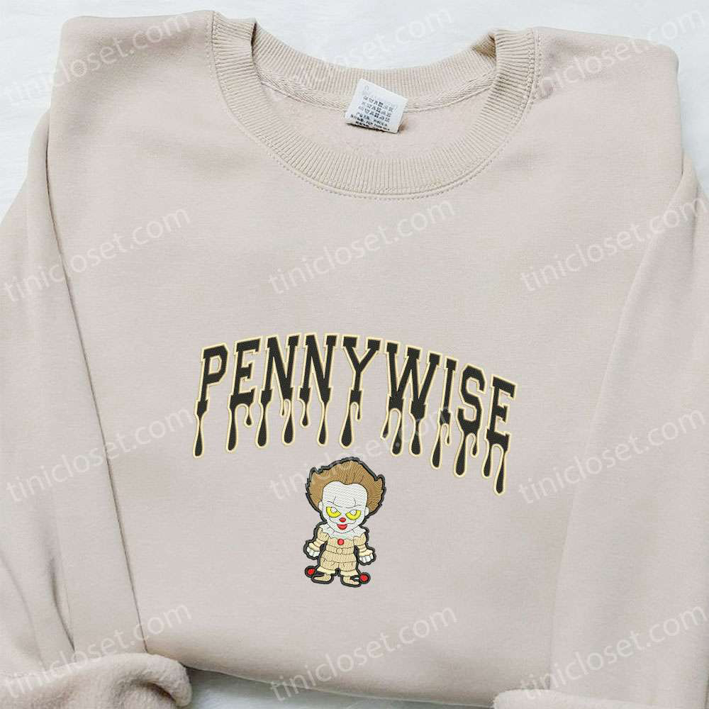 Chibi Pennywise Embroidered Shirt & Spooky Halloween Hoodie Funny Halloween Shirt