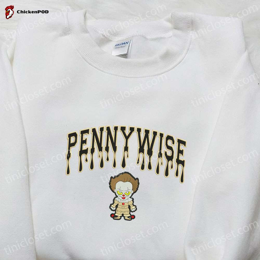 Chibi Pennywise Embroidered Shirt & Spooky Halloween Hoodie Funny Halloween Shirt