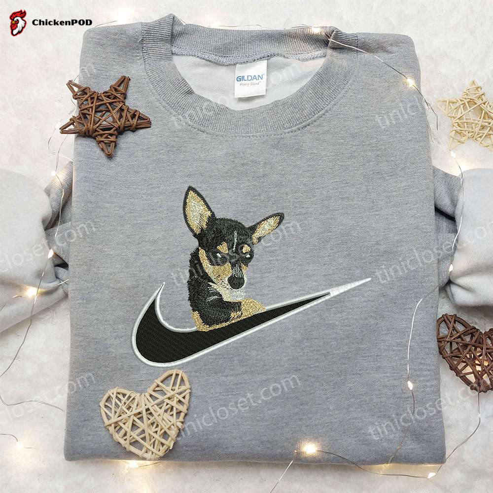 Stylish Doogie Dog x Nike Embroidered Shirt: Animal & Custom Nike Design