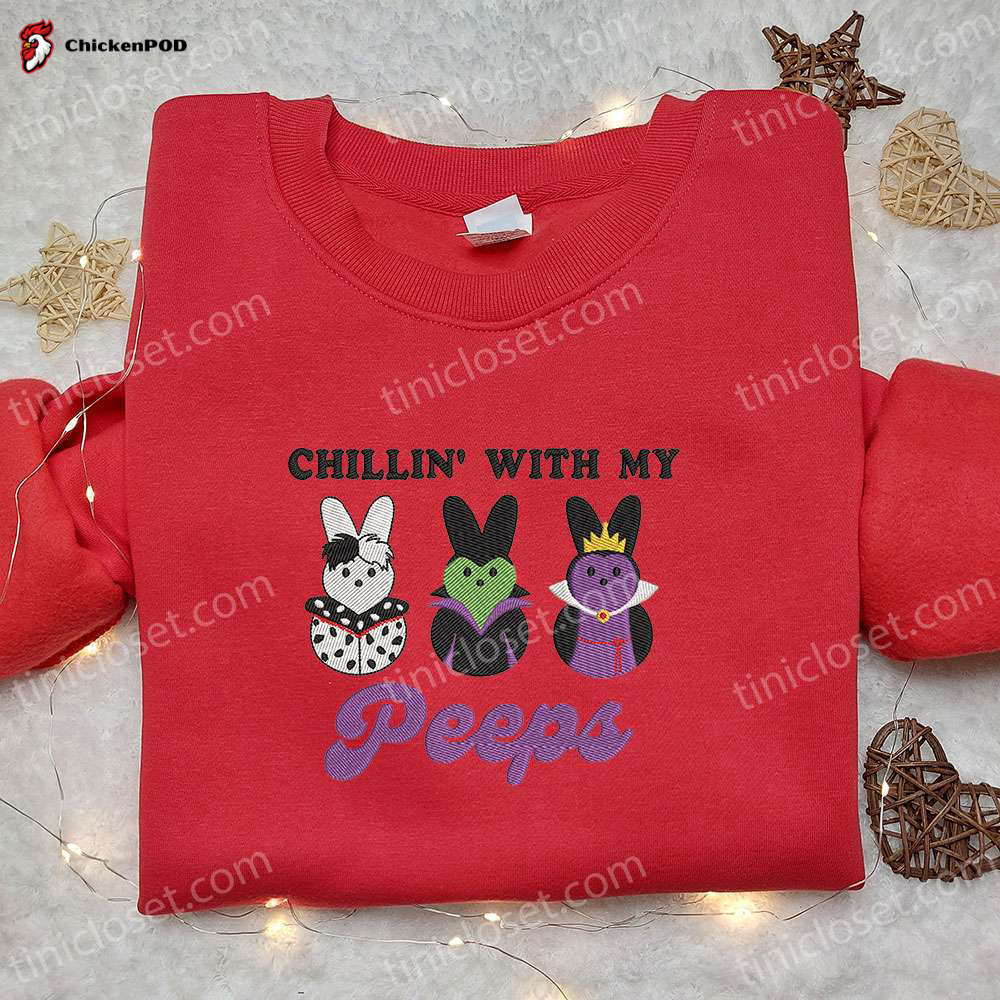 Chillin With My Peeps: Disney Villains Embroidered Shirt & Thanksgiving Hoodie – Best Holiday Gift Ideas