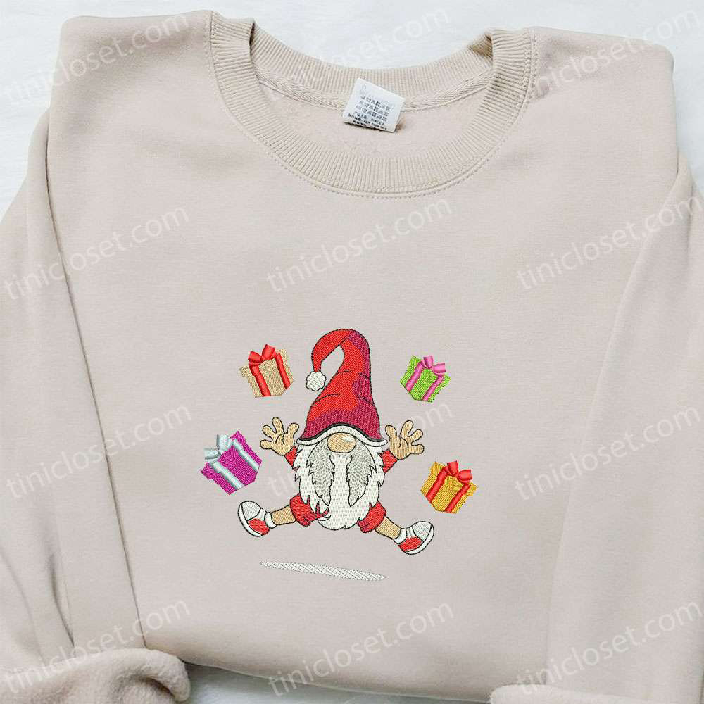 Christmas Happy Gnomes Embroidered Sweatshirt & Hoodie: Best Family Gift Ideas