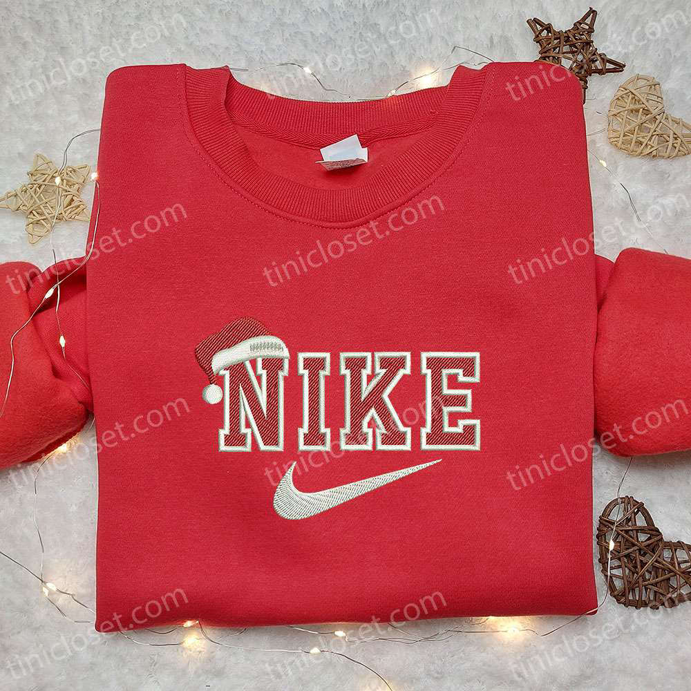 Christmas Hat x Nike Embroidered Sweatshirt & Shirt Collection – Custom T-shirt Festive Apparel