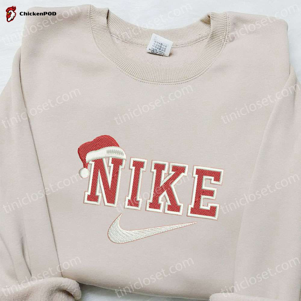 Christmas Hat x Nike Embroidered Sweatshirt & Shirt Collection – Custom T-shirt Festive Apparel