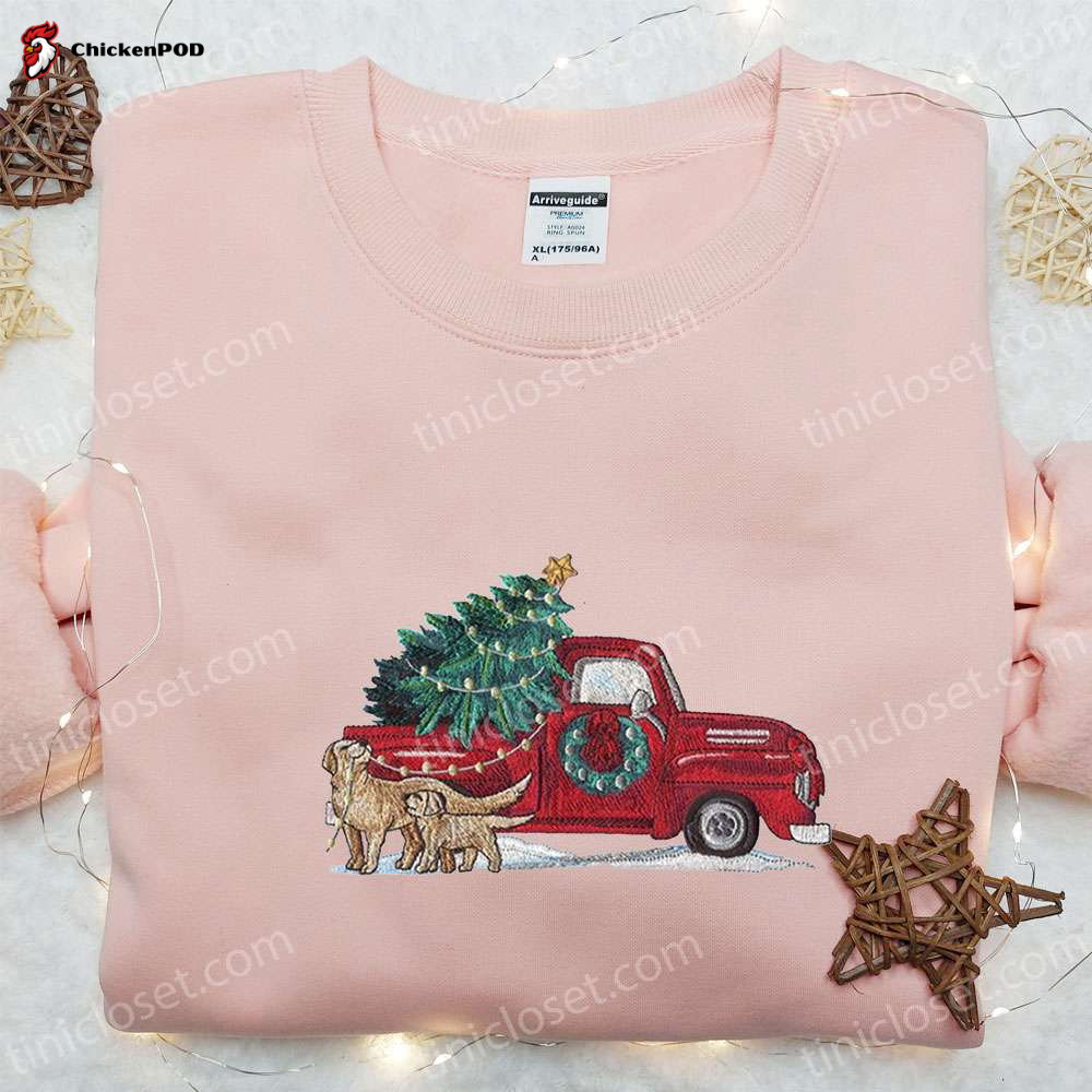 Christmas Tree Truck Embroidered Shirt & Hoodie – Best Family Gift Ideas