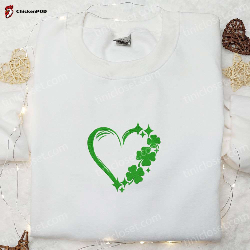 Clover Heart Embroidered Shirt & Hoodie: Top Saint Patrick’s Day Gift Ideas