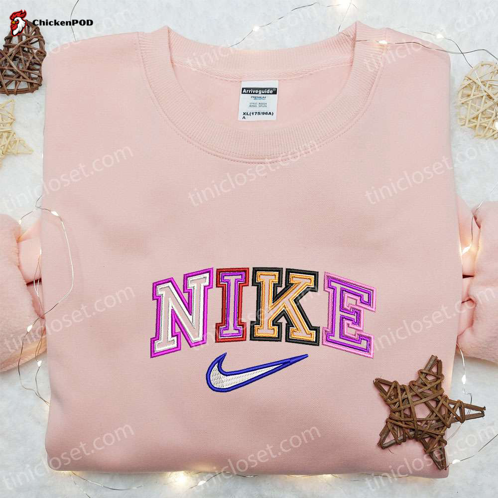 Colorful Cute Bunny x Nike Swoosh Shirt & Hoodie: Best Family Gifts Nike Inspired Embroidery