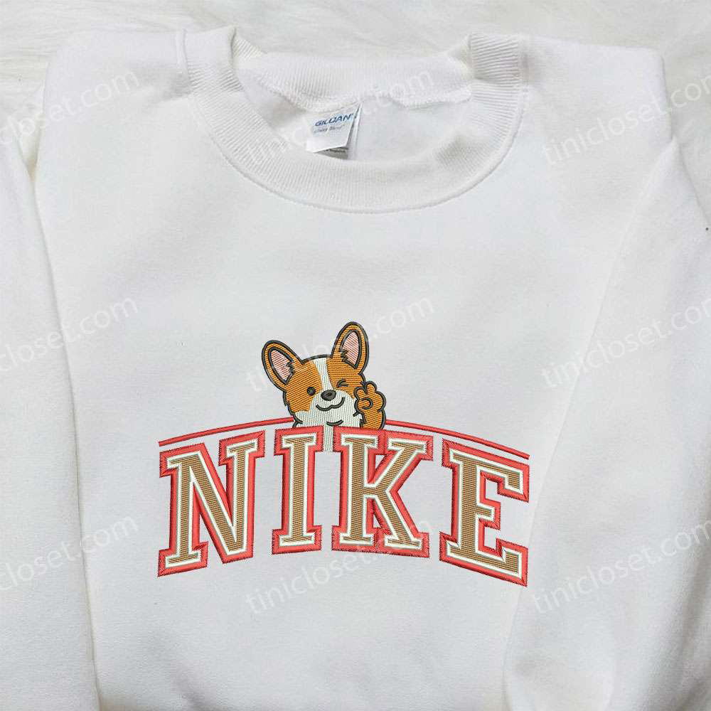 Corgi Dog x Nike Embroidered Shirt: Animal & Custom Nike Tee for Ultimate Style