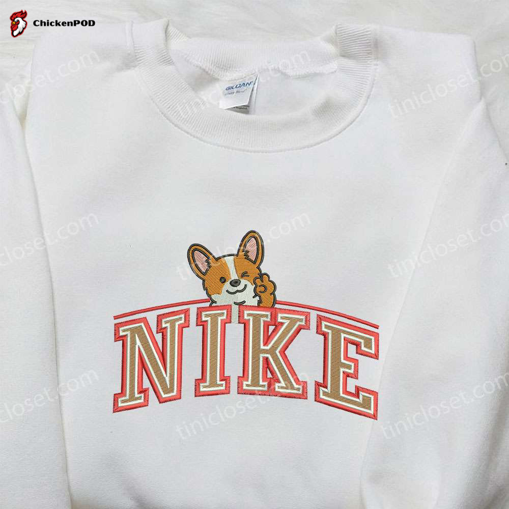 Corgi Dog x Nike Embroidered Shirt: Animal & Custom Nike Tee for Ultimate Style