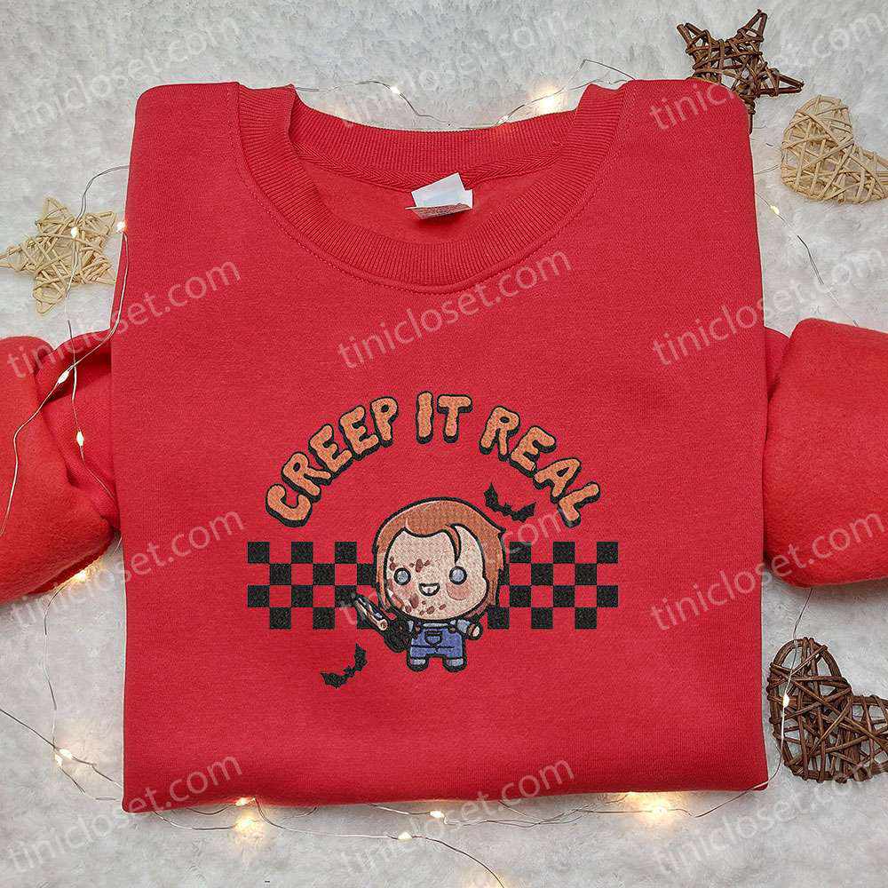 Creepy It Real Chucky Embroidered Shirt – Horror Movie Gift Idea