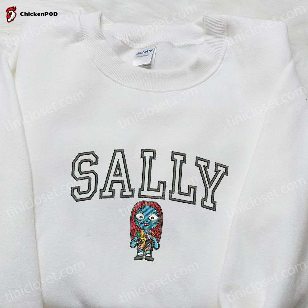 Spook-tacular Creepy Sally & Nightmare Before Christmas Embroidered Shirt – Perfect Cool Halloween Tee!