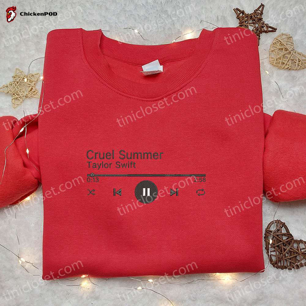 Cruel Summer Taylor Swift Shirt: Embroidered Music Player Eras Tour Hoodie – Best Gift for Fans