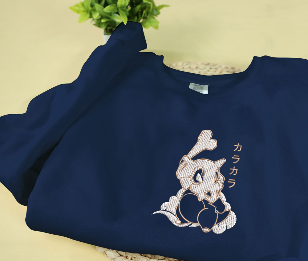 Cubone Embroidered Sweatshirt: Unique Skull Sweater for Christmas & Birthday Gifts