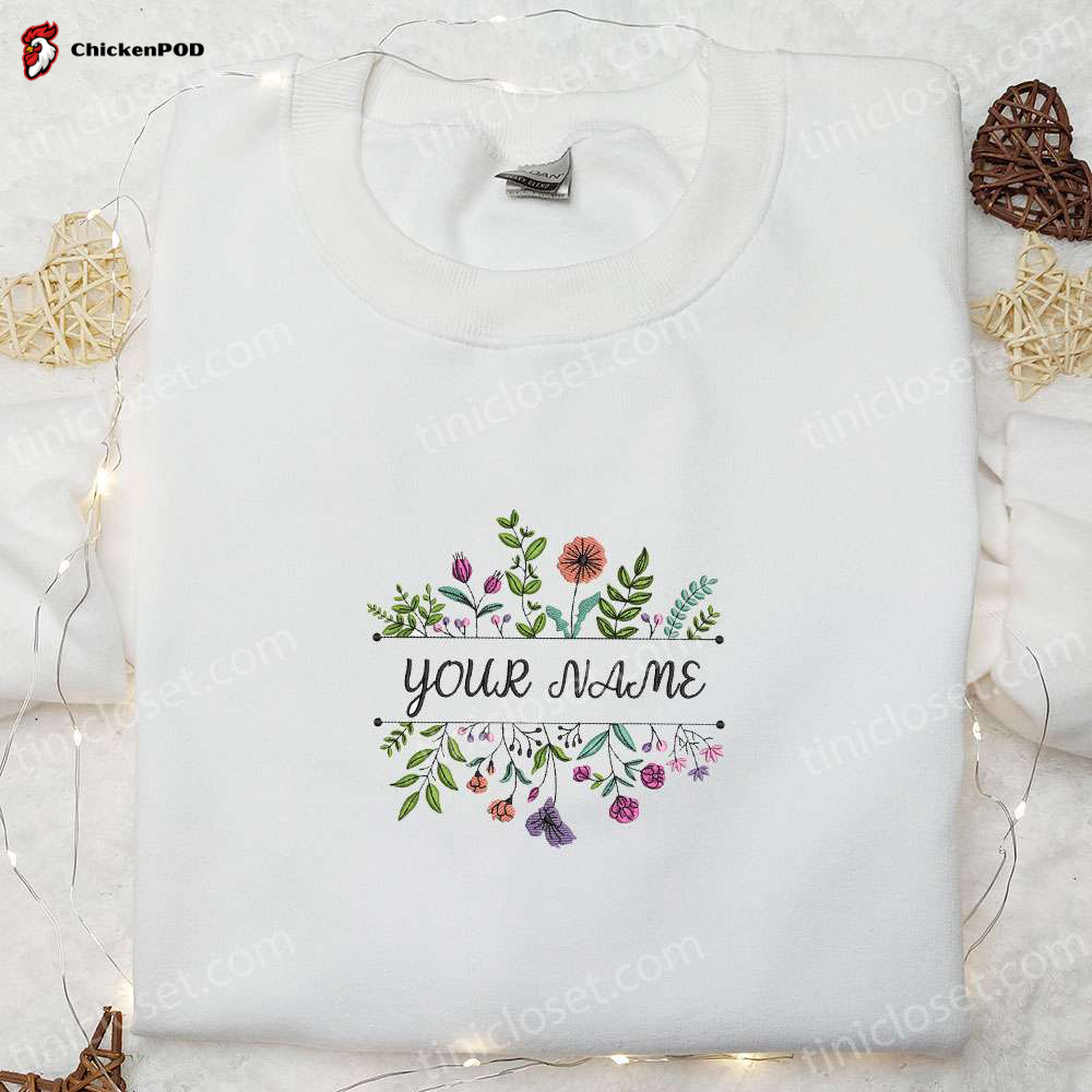 Personalized Name Flowers Embroidered Shirt & Mother s Day Hoodie – Perfect Grandmother Gift