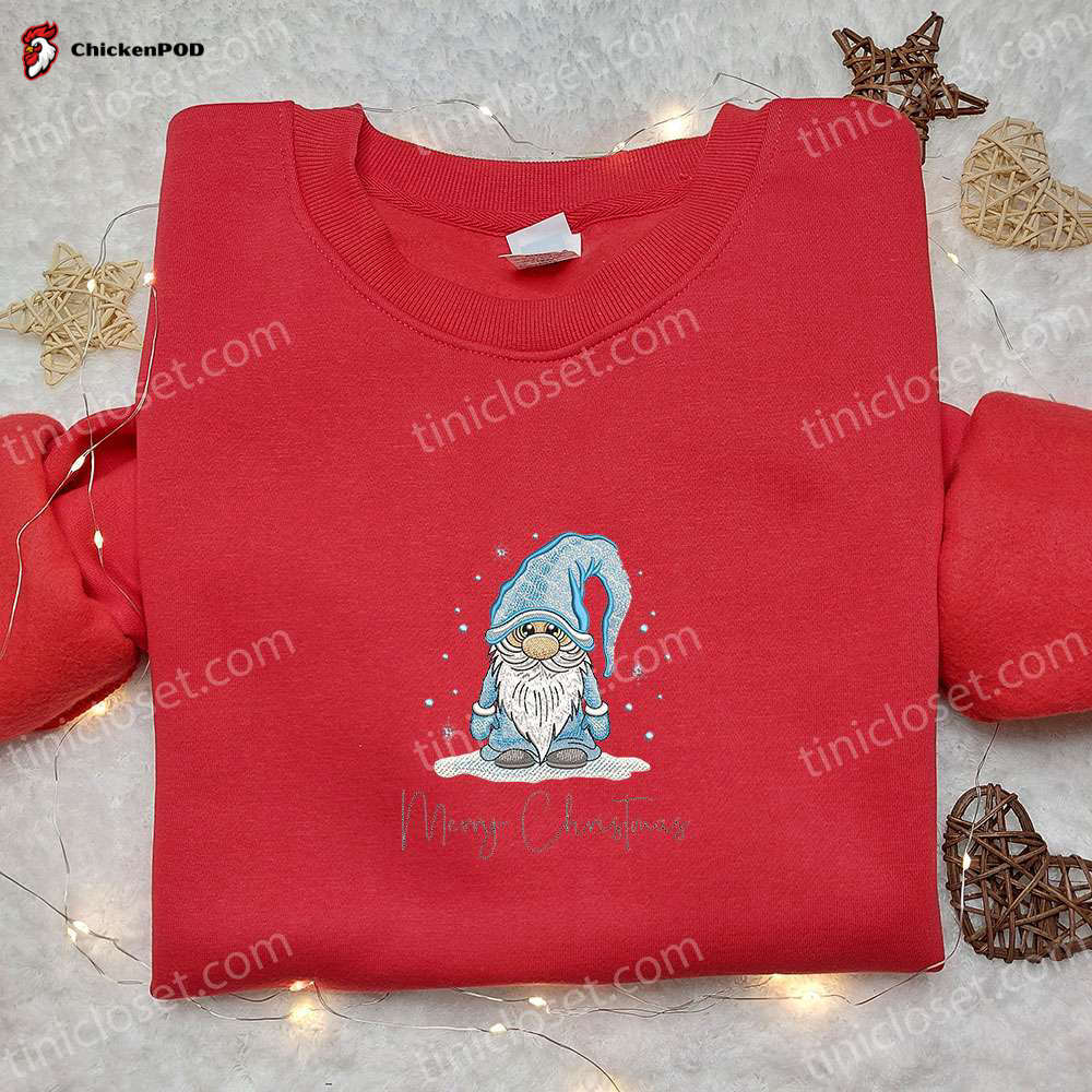 Cute Gnome Christmas Embroidered Hoodie & Shirt – Perfect Xmas Gift Ideas