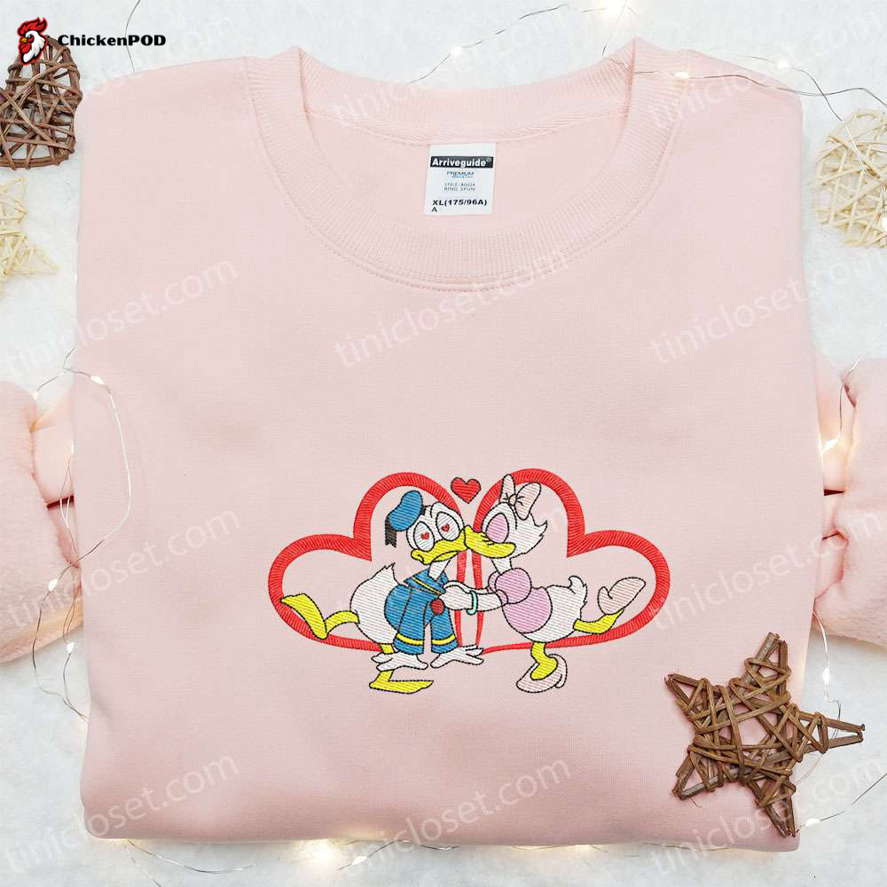 Cute Valentine Duck Couple & Disney Characters Embroidered Shirt: Best Valentine’s Day Gift Ideas