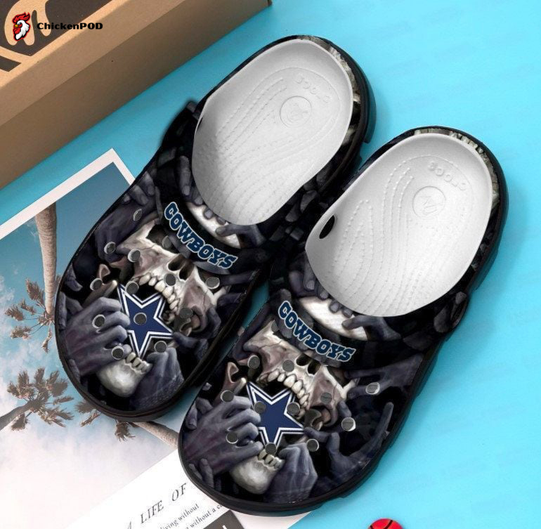 Dallas Cowboys Horror Skull Crocs-Slippers Crocband Clog Comfortable Water Shoes