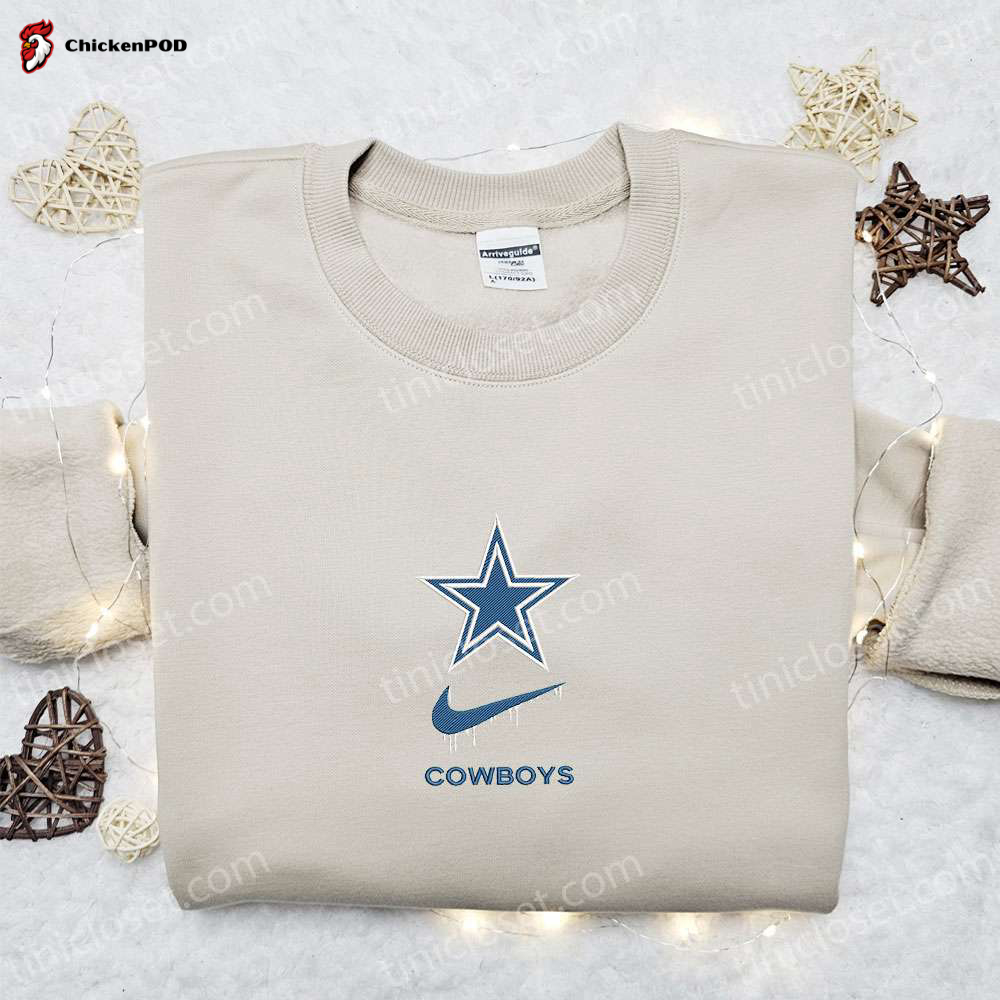 Stylish Dallas Cowboys x Nike Embroidered Shirt & Hoodie – Perfect NFL Sports Gift Ideas