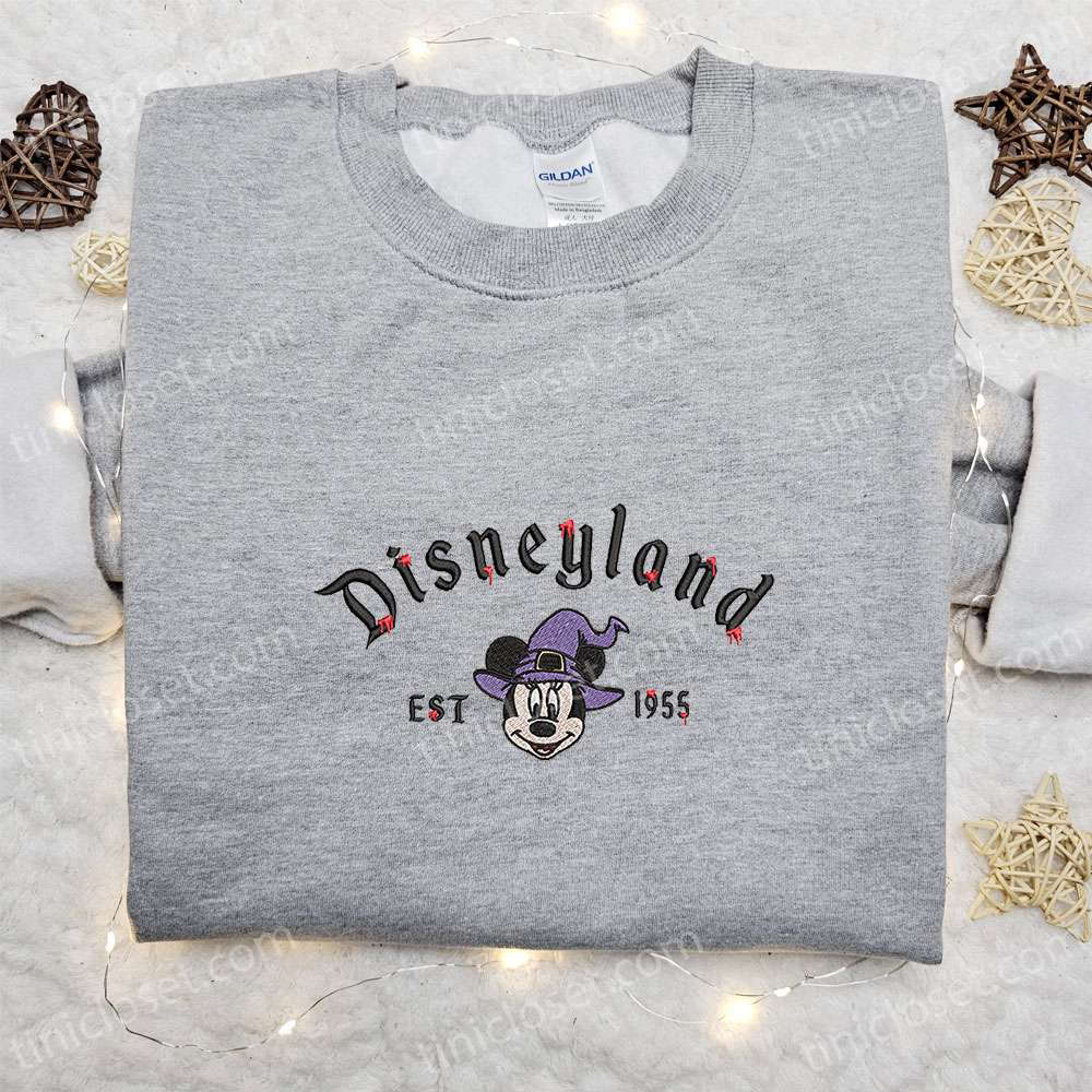 Disneyland Minnie Witch Est 1955 Embroidered Shirt & Hoodie: Spooky Disney Halloween Collection