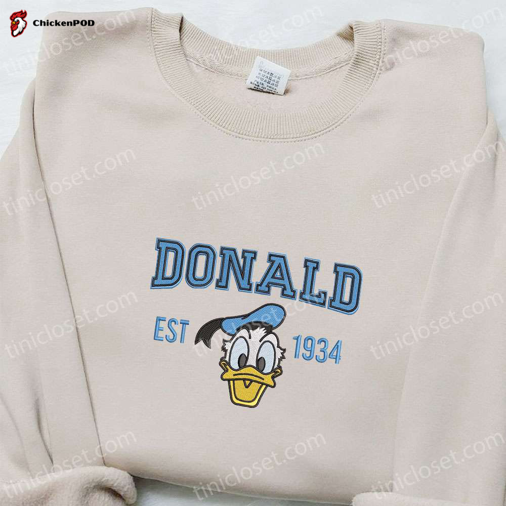 Donald Est 1934 Embroidered Shirt & Disney Characters Hoodie: Top Gift Ideas for Disney Fans