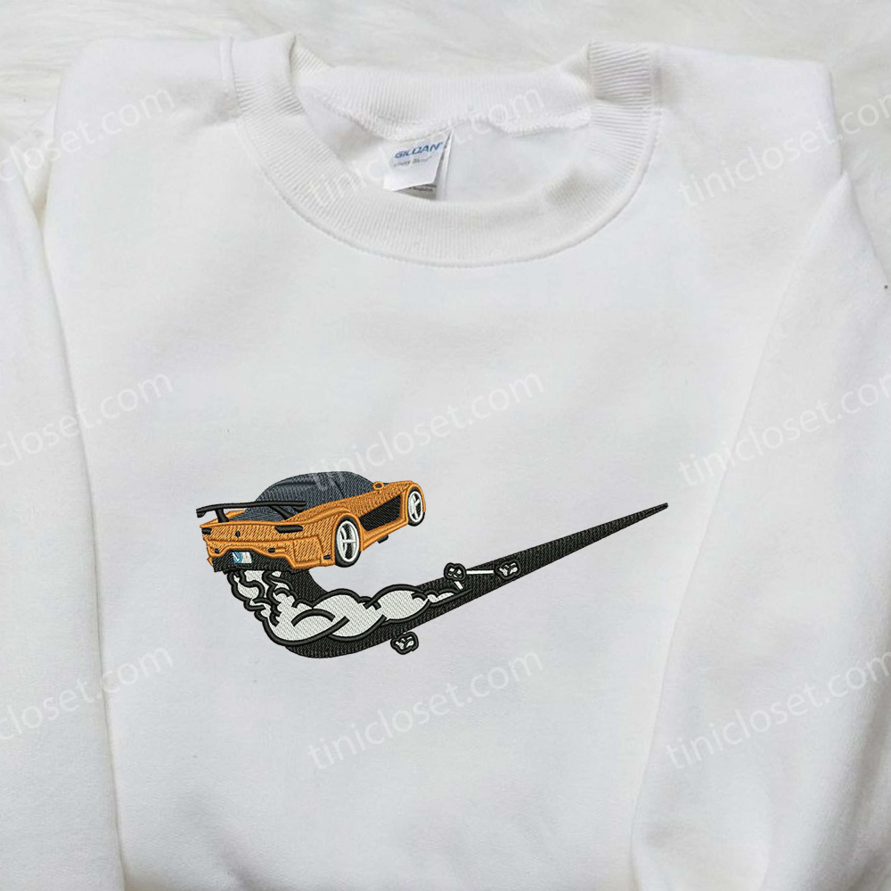 Rev up Your Style with Drift Car x Nike Embroidered Shirt – Transportation Inspired Fashion