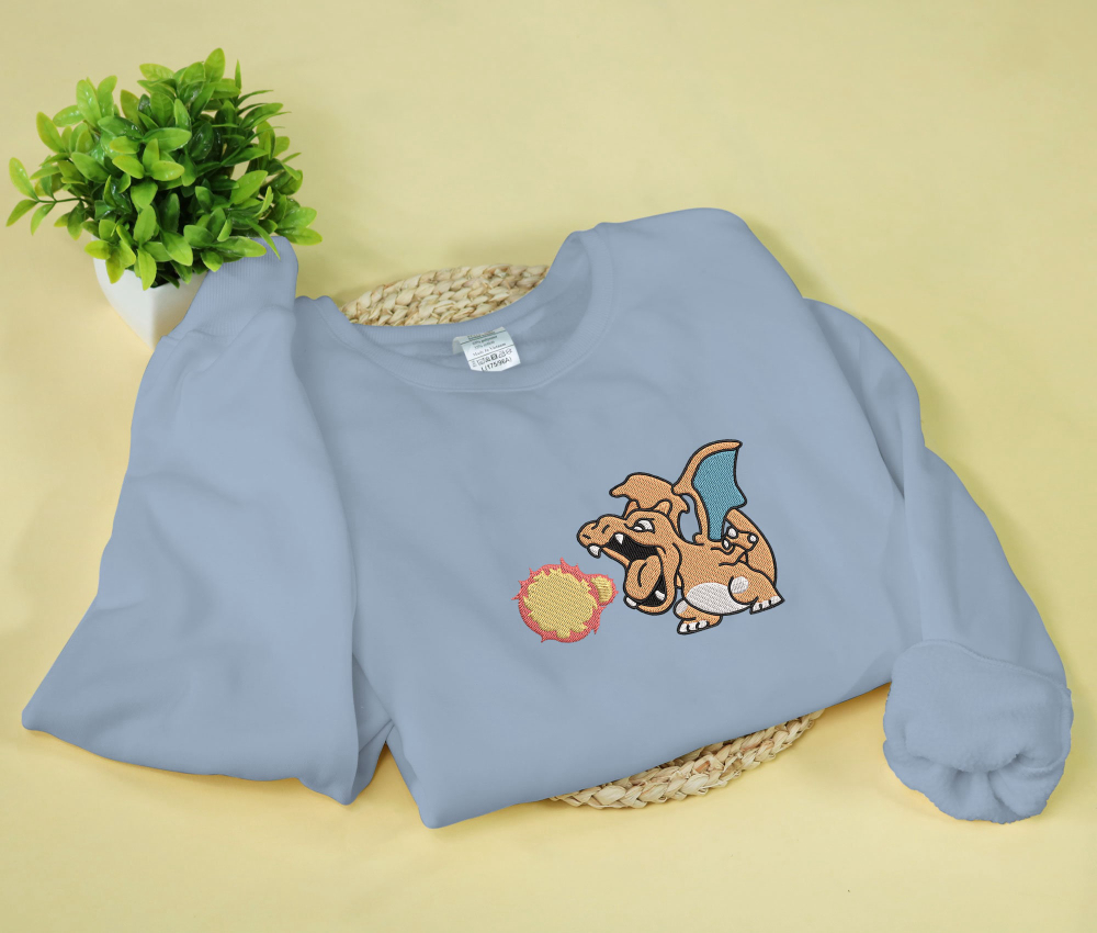 Charizard Embroidered Sweatshirt: Unique Gift with Stunning Embroidery