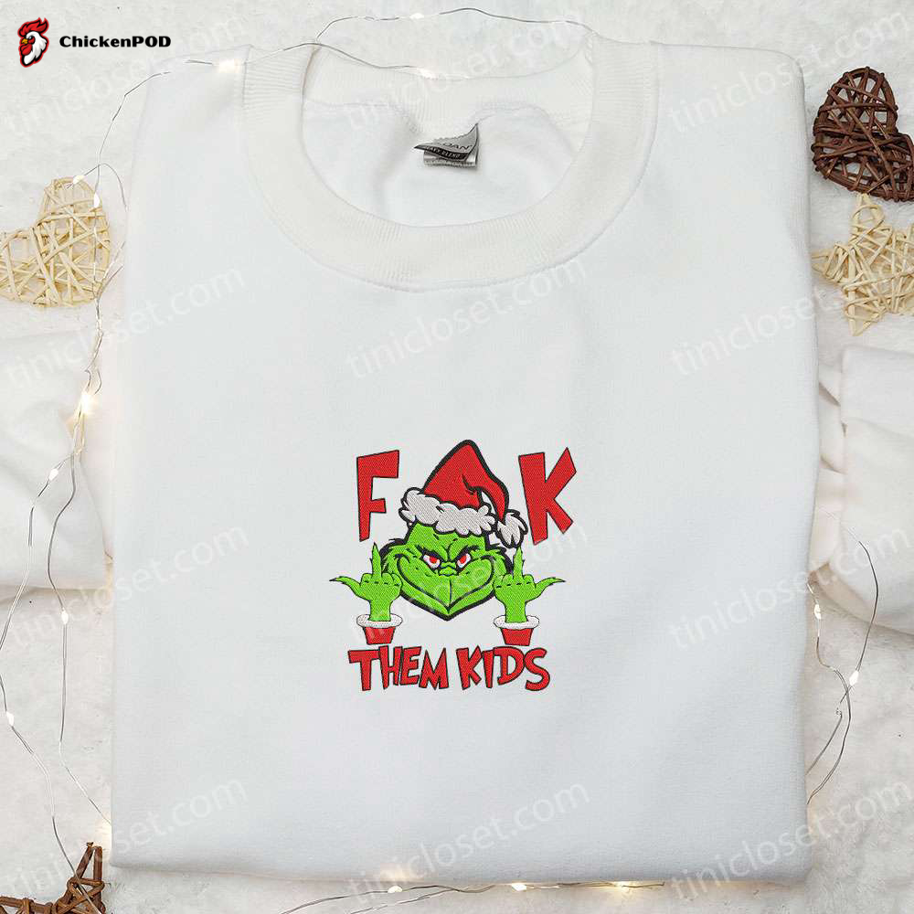 Get Festive with Grinch Embroidered T-shirt & Hoodie – Perfect Christmas Gift Ideas