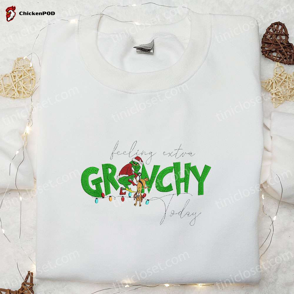 Get Festive with Grinch Embroidered T-shirt & Hoodie – Perfect Christmas Gift Ideas