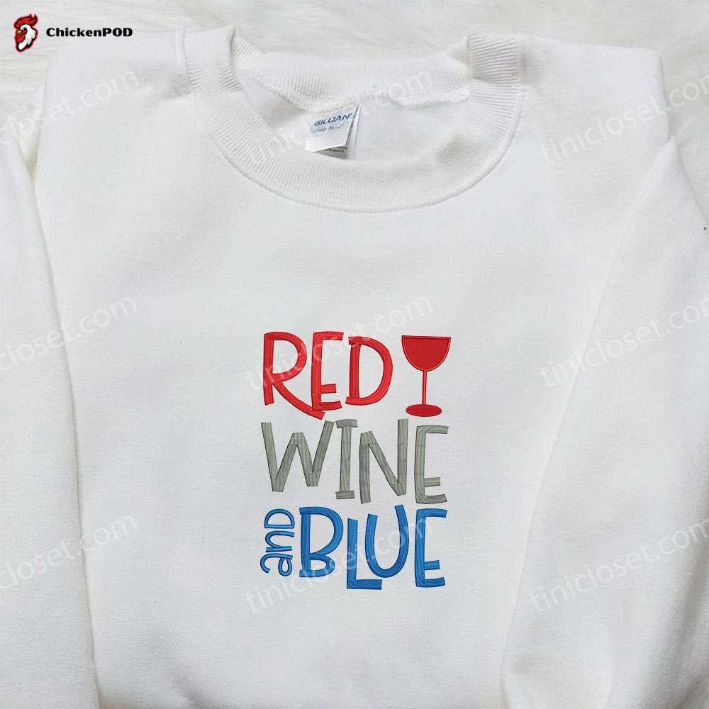 Celebrate Independence Day with our Red Wine and Blue Embroidered Shirt – Perfect National Day Gift!