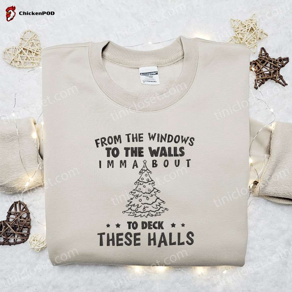 Christmas Embroidered T-shirt: From Windows to Walls Perfect Gift Idea