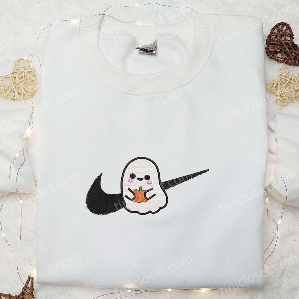 Spooky Ghost Pumpkin x Swoosh Embroidered Sweatshirt – Best Halloween Gift Ideas for Family