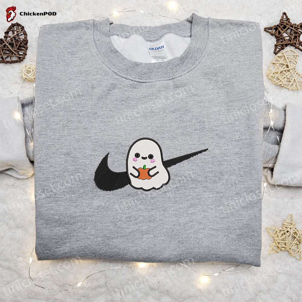 Spooky Ghost Pumpkin x Swoosh Embroidered Sweatshirt – Best Halloween Gift Ideas for Family