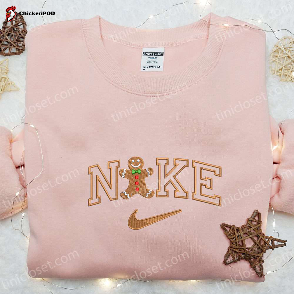 Gingerbread Man Happy x Nike Embroidered Shirt & Christmas Sweatshirt: Perfect Family Gifts