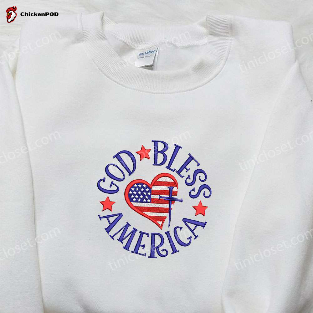 God Bless America Embroidered Shirt – Best Patriotic Gift for National Day Shop Now