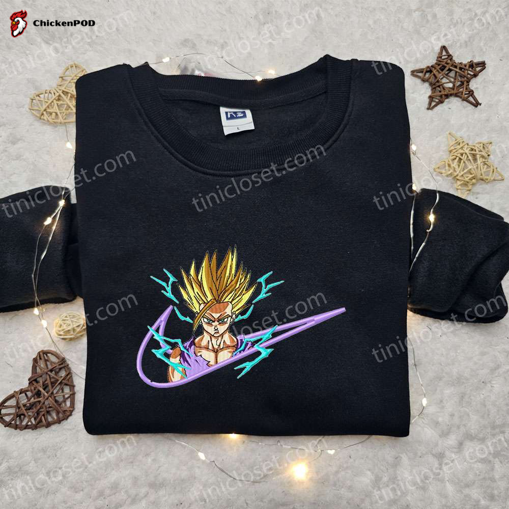 Dragon Embroidered Hoodie Gohan Super Saiyan x Swoosh Shirt Custom Nike T-shirt