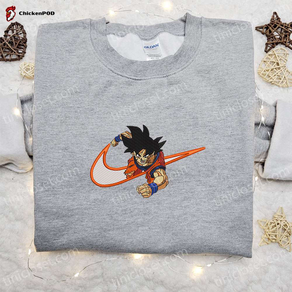 Dragon Ball Goku x Nike Swoosh Anime Embroidered Tshirt – Nike Inspired Shirt