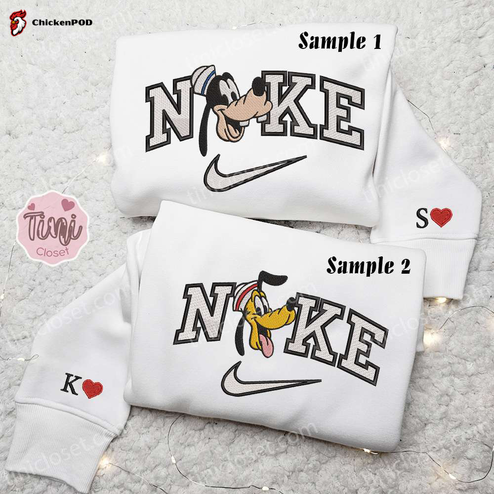 Disney Characters Embroidered Shirt: Goofy And Pluto Cruise x Nike Couple Shirt Nike Inspired Embroidered Hoodie