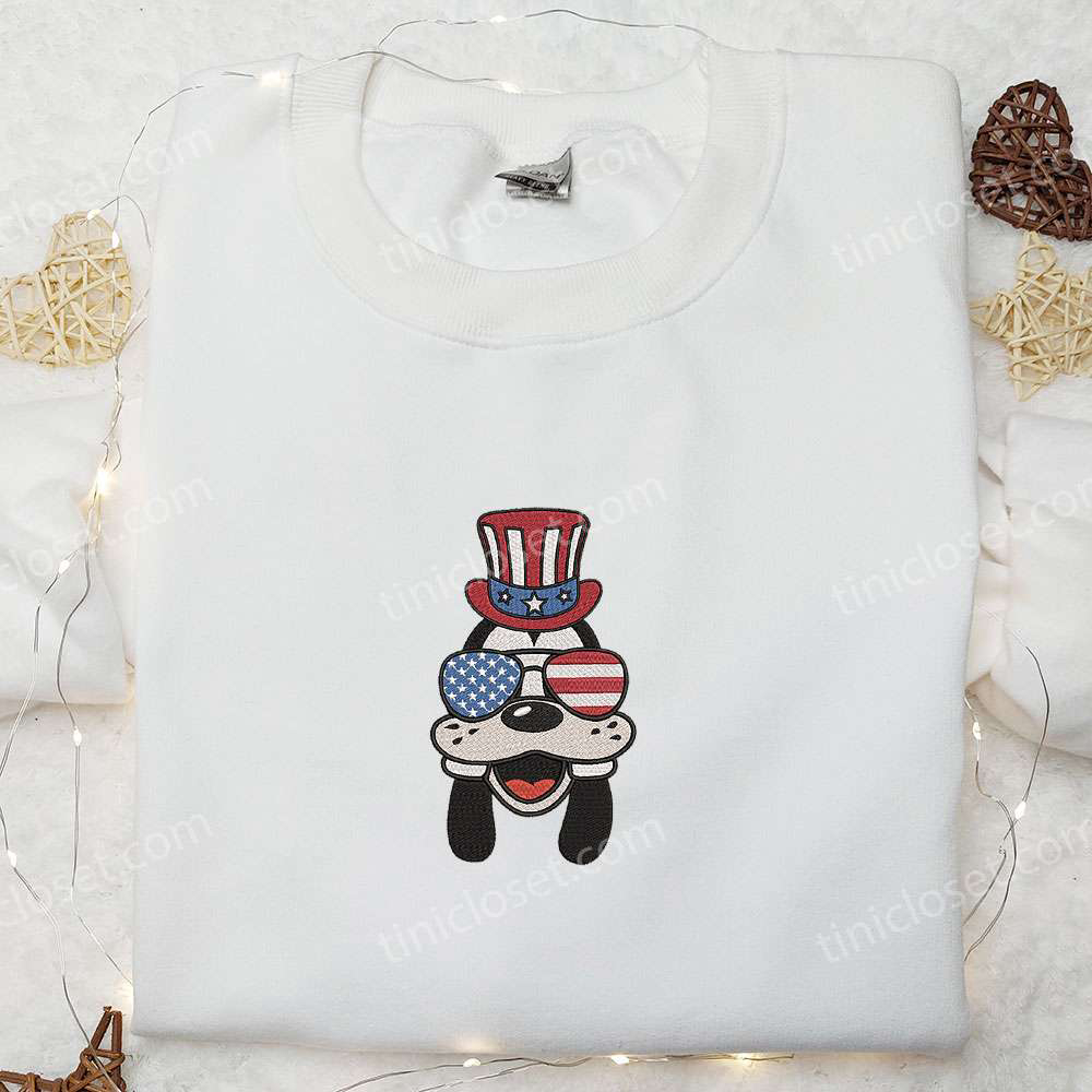 Goofy with American Glasses Embroidered Shirt – Disney s Best Patriotic Shirts