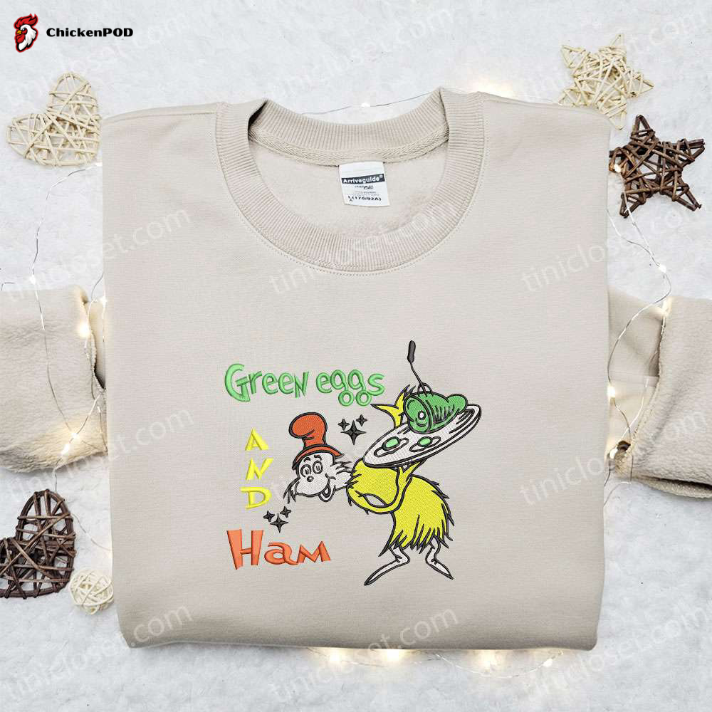 Green Eggs and Ham Shirt: Festive Christmas Embroidered Sweatshirt Perfect Gift Idea