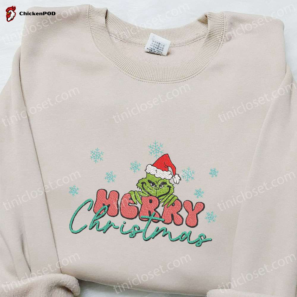 Grinch Make Christmas Great Again: Embroidered Shirt & Hoodie for Festive Fun!