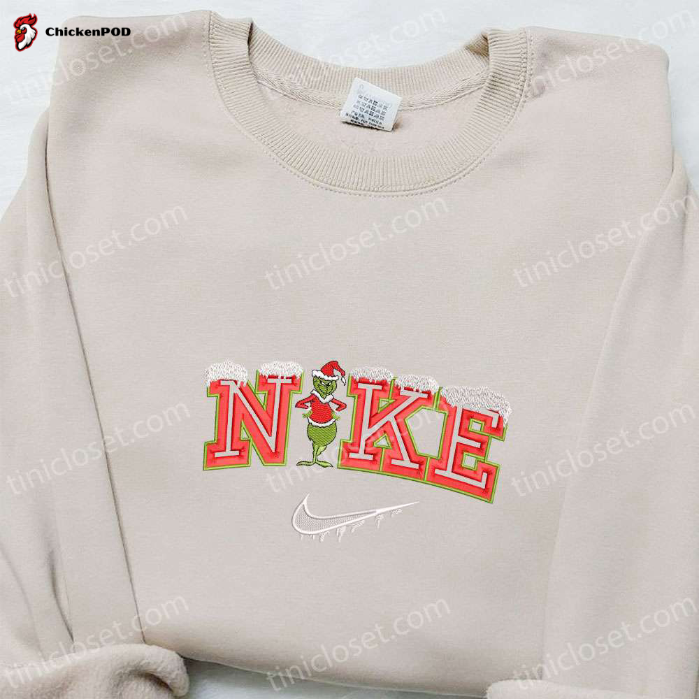 Grinch Snow x Nike Embroidered Shirt & Christmas Sweatshirt – Perfect Family Gifts