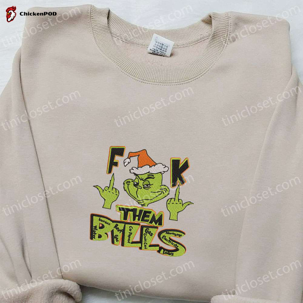 Grinch Them Bills x Nike Christmas Embroidered Sweatshirt – Movie Shirt & Best Gift Ideas