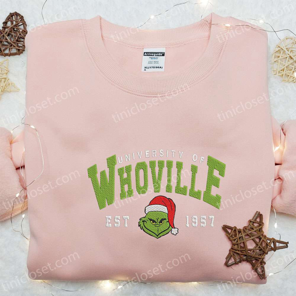 Grinch University Of Whoville Est 1957 Shirt & Hoodie: Best Family Christmas Gifts