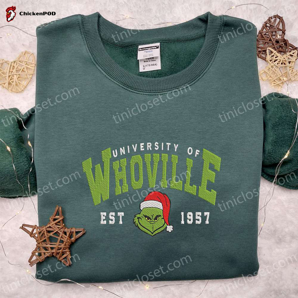 Grinch University Of Whoville Est 1957 Shirt & Hoodie: Best Family Christmas Gifts